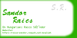 sandor raics business card